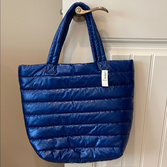 Old Navy Handbags - Old Navy Blue Puffer Quilted Tote Bag‎ NWT